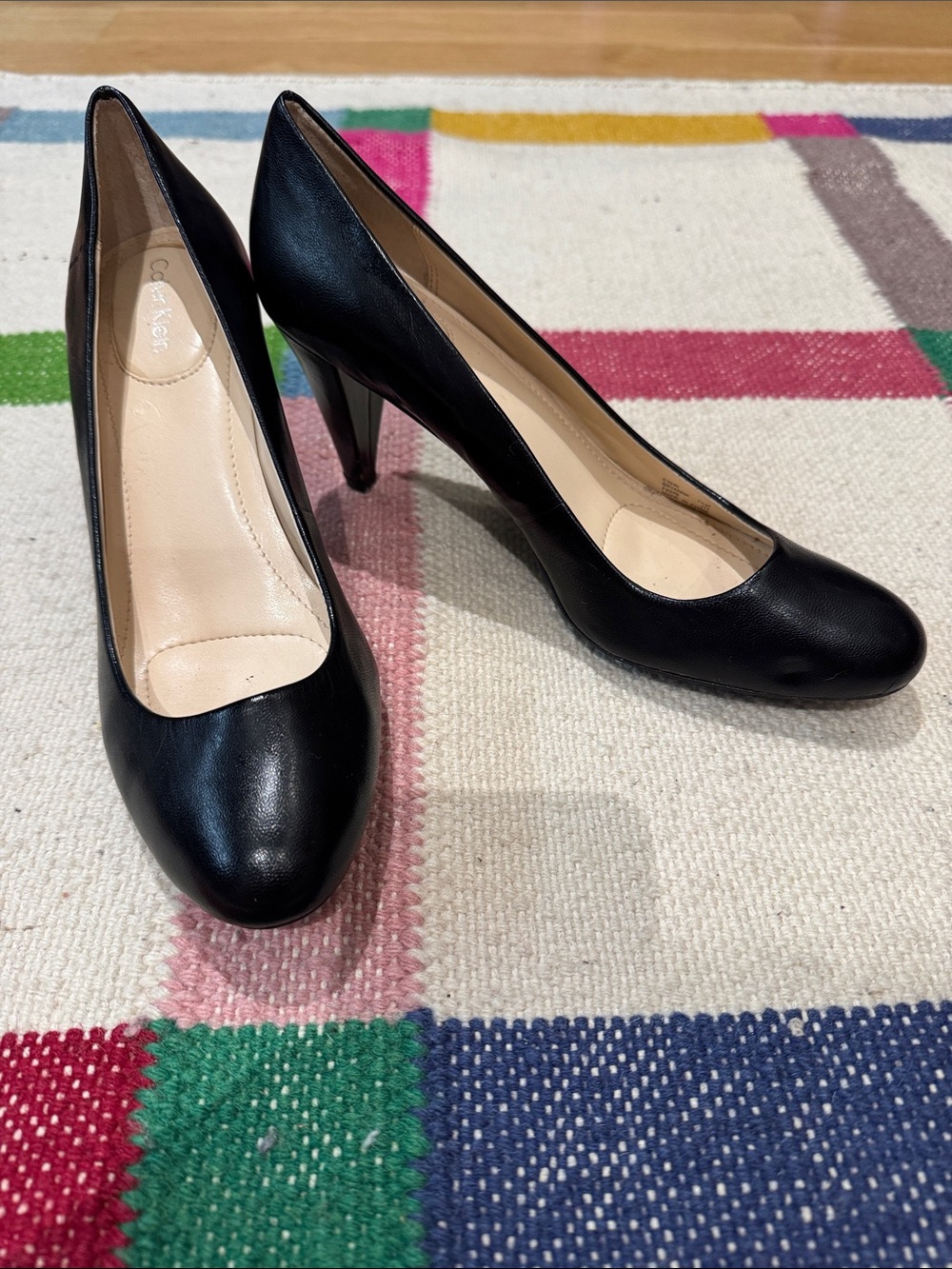 Calvin Klein Black Leather High Heel Pumps - 7.5